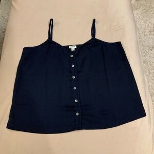JCrew Blue L Button up Cami Adjustable Straps Essential Normcore Scandi Girl